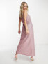 Фото #3 товара Pieces Premium maxi cami split dress in pink glitter