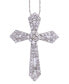 ფოტო #1 პროდუქტის Diamond Round & Baguette Cross 18" Pendant Necklace (1/4 ct. t.w.) in 10k White Gold