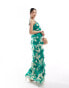 Фото #1 товара Pretty Lavish exclusive to ASOS Piper ruffle maxi dress in bright jade green floral