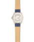 ფოტო #4 პროდუქტის Men's Watch, 46MM Silver Colored Case with Embossed Arabic Numerals on Bezel, Blue Sunray Dial, Silver Index Markers, Analog, Blue Strap