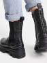 Фото #2 товара Simply Be Wide Fit leather pull on chelsea flat ankle boots with cleated sole in black