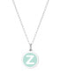 Фото #1 товара Auburn Jewelry mini Initial Pendant Necklace in Sterling Silver and Mint Enamel, 16" + 2" Extender
