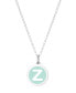 ფოტო #1 პროდუქტის Mini Initial Pendant Necklace in Sterling Silver and Mint Enamel, 16" + 2" Extender