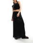 ASOS DESIGN satin twill ruched tie waist maxi skirt in black Черный, 36 - фото #1