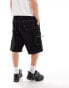 Bershka soft denim cargo short in black