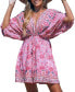 Фото #1 товара Платье для пляжа женское CUPSHE с цветочным принтом, короткое, с воротником и рукавами «Blouson»ализонный