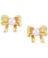 Children's Pink Cultured Freshwater Pearl (3mm) Bow Stud Earrings in 14k Gold