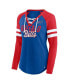 Фото #2 товара Women's Royal, Red Buffalo Bills True to Form Raglan Lace-Up V-Neck Long Sleeve T-shirt