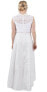 Marina 153133 Women's Satin High-Low Gown Dress Lace Mock Neck Ivory Sz. 8