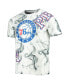 ფოტო #3 პროდუქტის Men's White, Black Philadelphia 76Ers Asymmetric Bold Smoke T-shirt