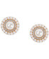 ფოტო #1 პროდუქტის Gold-Tone Pavé & Imitation Pearl Orbital Button Earrings, Created for Macy's