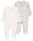 Baby 2-Pack 2-Way Zip Cotton Blend Sleep & Play Pajamas 6M