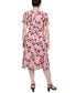 ფოტო #2 პროდუქტის Petite Short Sleeve Belted Swiss Dot Dress