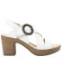 ფოტო #3 პროდუქტის Women´s White Leather Heel Ankle Strap Sandals By Flexi