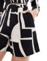 Vero Moda relaxed shorts co-ord in abstract mono print