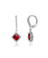 ფოტო #3 პროდუქტის Sterling Silver Red and Clear Cubic Zirconia Dangle Earrings