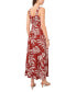 Printed Square-Neck Smocked-Back Maxi Dress