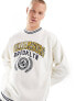 Abercrombie & Fitch Williamsburg oversized varsity sweatshirt with embroidery in white