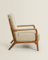 Ash wood linen armchair