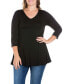 Фото #1 товара Women's Plus Size Three Quarter Sleeves V-Neck Tunic Top