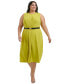 ფოტო #3 პროდუქტის Plus Size Belted Sleeveless Midi Dress