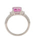 ფოტო #2 პროდუქტის Pink Sapphire & Lab-Grown White Sapphire Emerald-cut Bridal Ring in Sterling Silver by Suzy Levian