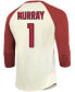 Фото #2 товара Men's Kyler Murray Cream, Cardinal Arizona Cardinals Vintage-like Inspired Player Name Number Raglan 3/4 Sleeve T-shirt