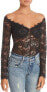 Фото #1 товара Bardot 175956 Womens Brit Sheer Lace Long-Sleeve Bodysuit Black Size 10