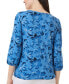 ფოტო #2 პროდუქტის Petite Printed Crewneck 3/4-Sleeve Top