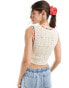 Фото #2 товара Cotton On tie front knitted vest in contrast crochet