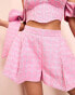 Фото #2 товара ASOS LUXE jacquard co-ord flippy tiered shorts in pink print