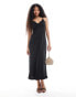 Vero Moda Petite satin maxi dress with lace trim in black