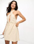 Фото #6 товара ASOS DESIGN halter neck natural plunge mini beach dress in natural