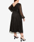 Plus Size Plisse Pleat V-neck Midi Dress