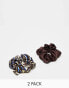 & Other Stories hair scrunchie 2-pack in brown and animal print - фото #1