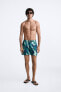 Long abstract print swimming trunks