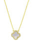 14K Gold-Plated Crystal Halo White Mother-of-Pearl Clover Necklace