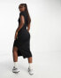 Фото #6 товара Cotton:On short sleeve ribbed midi dress in black