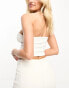 ASOS DESIGN Hourglass long line chunky rib bandeau top with bust seam detail in cream