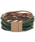 ფოტო #2 პროდუქტის Gold-Tone Beaded & Faux-Leather Multi-Row Magnetic Bracelet