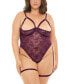 Фото #4 товара Plus Size Elayne Open Shelf Cup Teddy with Open Gusset and Garter Stays