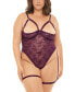 ფოტო #4 პროდუქტის Plus Size Elayne Open Shelf Cup Teddy with Open Gusset and Garter Stays