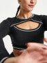 Фото #4 товара South Beach over lock stitch cut out long sleeve top in black
