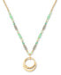 Gold-Tone Green Beaded Circular Pendant 36" Long Necklace, Created for Macy's