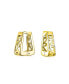 ფოტო #1 პროდუქტის Square Pyramid Shaped Scroll Swirl Filigree Kpop Huggie Earrings Hoop For Women 14K Gold Plated .925 Sterling Silver