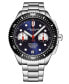 Men's Monaco Silver-tone Stainless Steel, Blue Dial, 47mm Round Watch