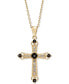 ფოტო #1 პროდუქტის Sky Blue Topaz (1/3 ct. t.w.) & White Topaz (5/8 ct. t.w.) Cross 18" Pendant Necklace in 14k Gold-Plated Sterling Silver (Also in Citrine, Onyx, Peridot & Rhodolite)