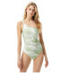 Фото #1 товара Michael Kors 293630 Camo One Shoulder One-Piece Army Green Swimsuit Size 4