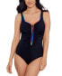 Women's Shirred Zip-Up One-Piece Swimsuit, Created for Macy's