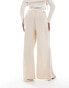 Yours twill wide leg trousers in stone